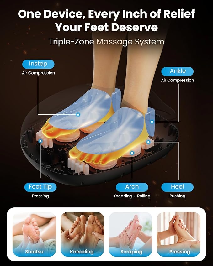 COMFIER Large Shiatsu Foot Massager with Heat,Size Up to 15",FSA Eligible Items & HSA Store,Electric Feet Massager for Plantar Fasciitis,Neuropathy,Foot Warmer,Gifts for Women Men