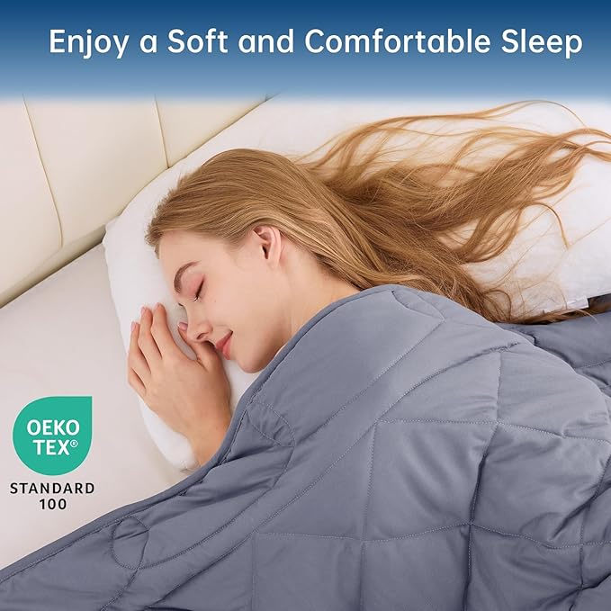 OMYSTYLE Weighted Blanket for Adults (25lbs, 60''x80'') - Queen Size Heavy Throw Blanket, Breathable and Cooling Microfiber Material with Premium Glass Bead for All Season Use, Machine Washable, Grey