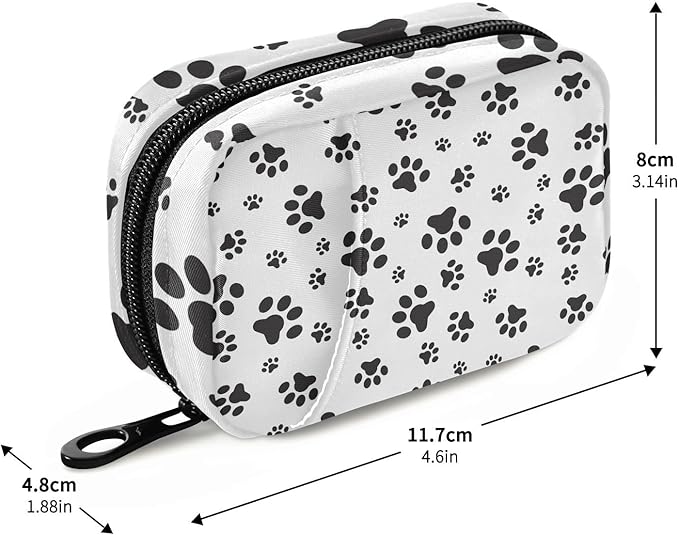 Pill Box Dog Paw 7 Day Pill Case Travel Pill Organizer Bag with Zipper Portable Weekly Vitamin Medicine Supplement Holder Pouch Bag
