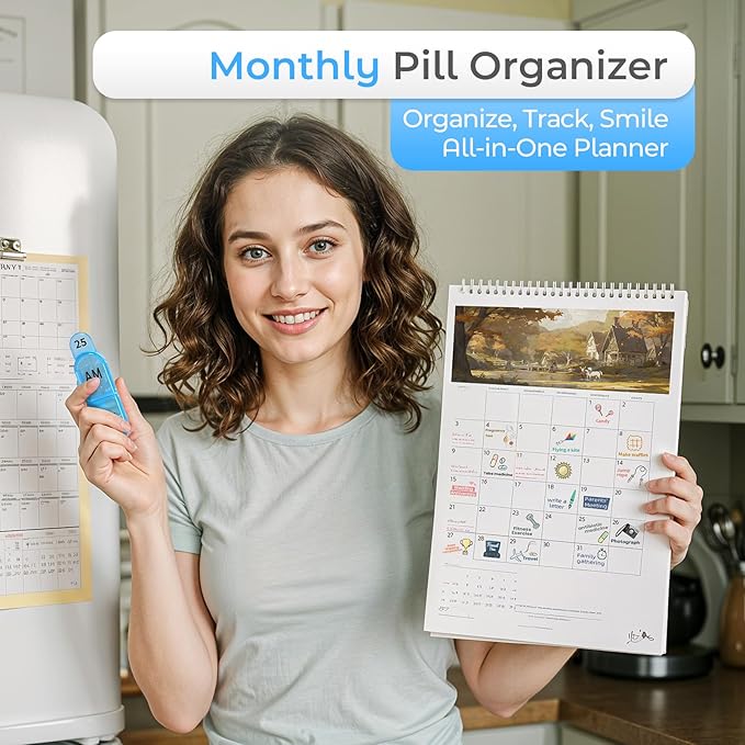 Monthly AM/PM Pill Organizer 2 Times a Day- Colorwing 2nd Gen 30/31-Day Pill Box with Secure Lids, BPA-Free & Sensor-Friendly Design | Large Compartments for Vitamins, Supplements, Medications