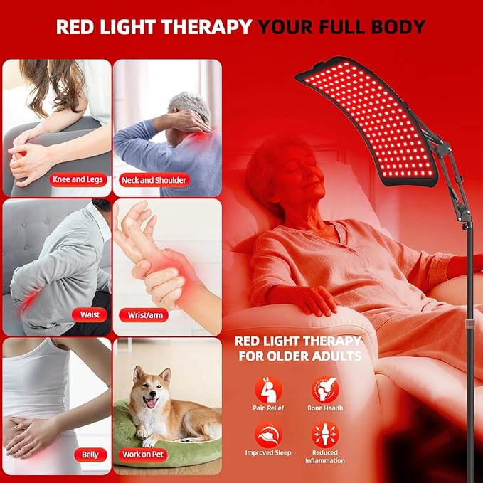 Red Light Therapy for Face and Body, 4-in-1 Red Infrared Light Therapy lamp with 660nm Visible Red Light & 850nm Invisible Infrared Light with Floor Stand,Infrared Light Therapy for Body