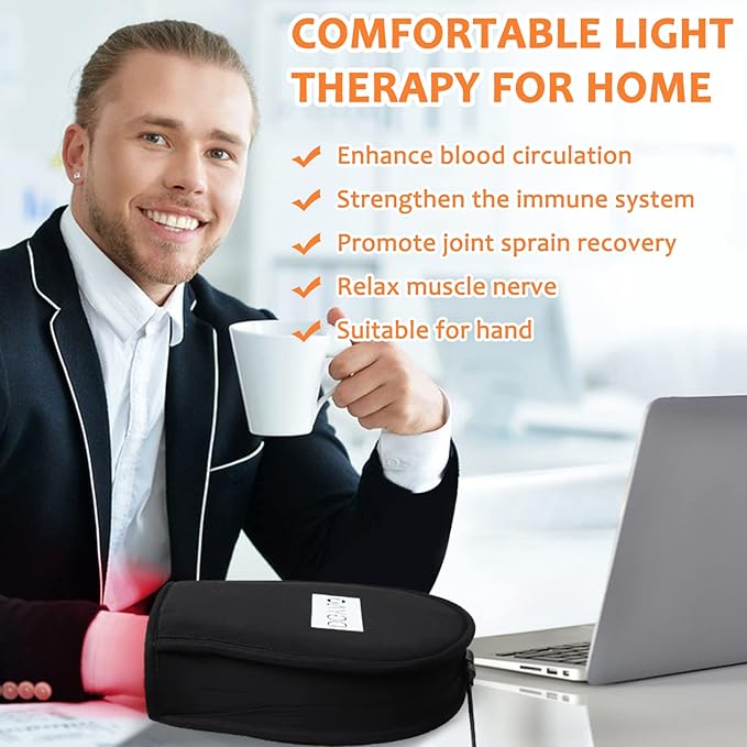 DGXINJUN Red Light Therapy Device Hand Pain Relief Near Infrared LED with Pulse Mode Double Side pad for Fingers Wrist Home Use