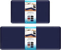 HappyTrends 2 PCS Kitchen Mat Cushioned Anti-Fatigue Floor Mat, Heavy Duty Ergonomic Comfort Foam Standing Mat,20"x30"+20"x47",Navy