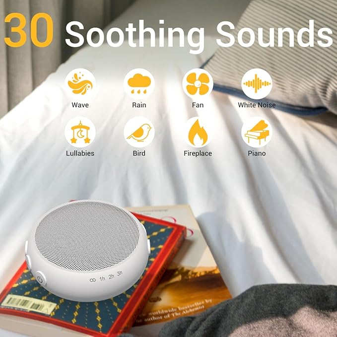 Small Sound Machine Mini White Noise Machine for Baby Kids Adult with 32 Soothing Sounds 32 Volume Levels Sleep Brown Noise Machine for Travel Office Privacy with 4 Timer & Memory