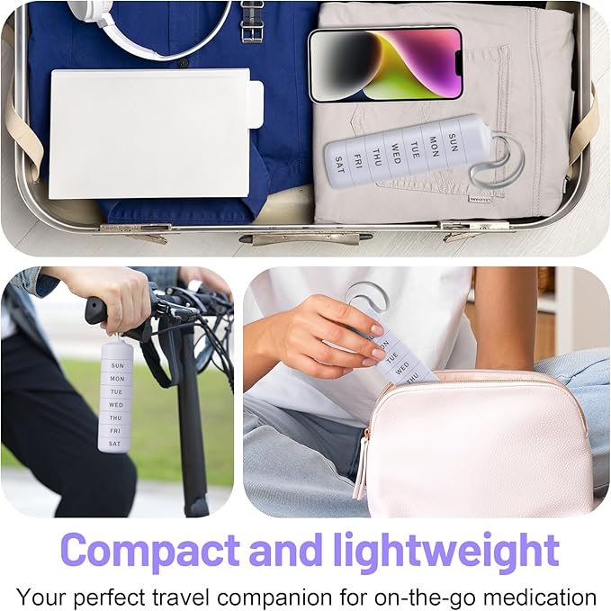 7 Day Pill Organizer, Travel Pill Box with Effortless Opening Design, Zoksi Weekly BPA Free Medicine Organizer with Large Container, Portable Waterproof Case for Vitamin, Fish Oil, Supplement