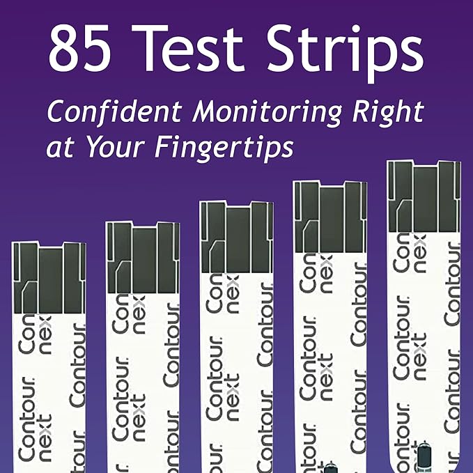 Contour Next Blood Glucose Test Strips for Diabetes – 70 and 15 Count (2 Pack, Total 85) – Accurate, No Coding, Second-Chance Sampling, Works with All Contour Next Meters for Easy Testing