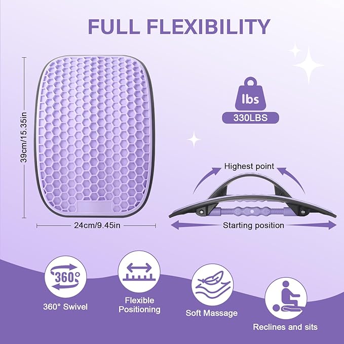 Adjustable Lumbar Support Board | Extra-Wide Back Stretcher for Lower Back Pain Relief | Back Cracker Board for Spinal Decompression | Back Cracking Device