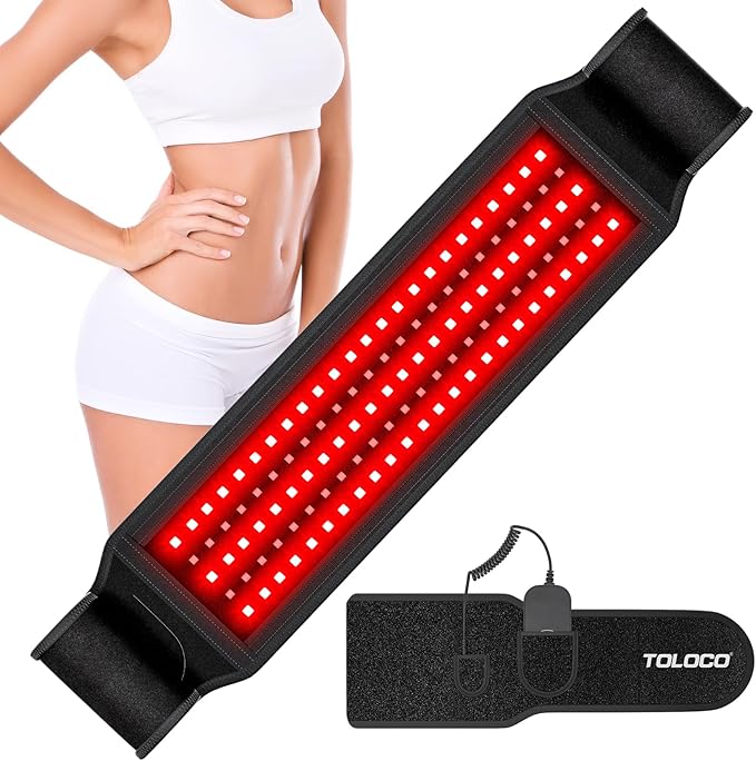 TOLOCO Infrared Light Therapy, Red Light Therapy for Body, Red Light Therapy Wrap Upgraded 3-in-1 LED Beads, 660nm & 850nm Red Light Belt with Remote Control, Relieves Back and Waist Muscle Pain
