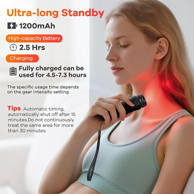 Red Light Therapy Flashlight for Pain Relief – Portable Infrared & Near Infrared Light Therapy Device for Joint, Muscle, Body & Face Inflammation, 3 Wavelengths, 4 Professional Combinations