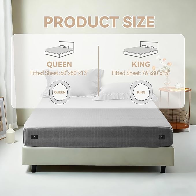 Grounding Sheets Queen Size 90% Organic Cotton,10% Silver Fiber Grounding Well Bed Sheets for Better Sleep and Stress Relief Earthing Grounding Sheets Deep Pocket 15" Design(Grey,80x60x13.5)