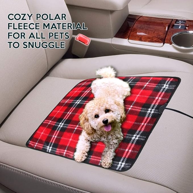 ZONETECH Red Plaid Warming Pad Cozy Warmth in Cold Weather,Perfectly Sized for Comfort and Portability for Pets