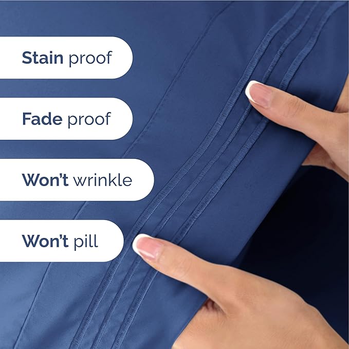 Full Size 4 Piece Sheet Set - Extra Soft, Breathable & Cooling Sheets - Hotel Luxury Durable Bed Sheets for Women & Men - Deep Pockets, Easy-Fit & Wrinkle-Free Sheets - Cobalt Blue Oeko-Tex Bed Sheets