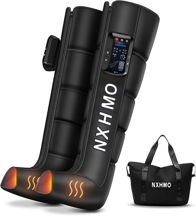 Cordless Leg Air Compression Massager with Heat for Circulation and Pain Relief,Sequential Compression Boot for Athletes (L Size)