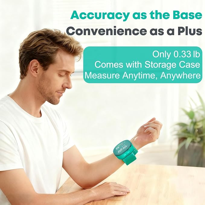 Wrist Blood Pressure Monitor Digital Rechargeable BP Monitor with 2x120 Memory, Carrying Case & Wrist Support, 5.3"-7.7" Adjustable Cuff, Easy to Use for Seniors & Family Home Use