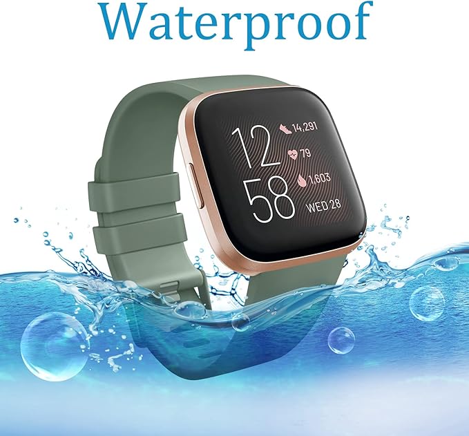 Mugust Sport Bands Compatible with Fitbit Versa 2 / Fitbit Versa /Versa Lite/Versa SE, Classic Soft Silicone Replacement Wristbands Straps for Fitbit Versa 2 Smart Watch Women Men (Small,Avocado Green)