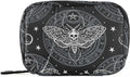Travel Pill Organizer Bag Weekly Pill Organizer Case Skull Butterfly Black Portable Small Daily Pill Boxes for Vitamin Fish Oils Supplement Holder with Zipper Compact Size