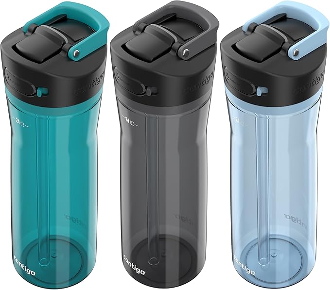 Contigo AUTOSPOUT Water Bottle 24 oz Leakproof Design Juniper/Sake/Glacier 3-Pack