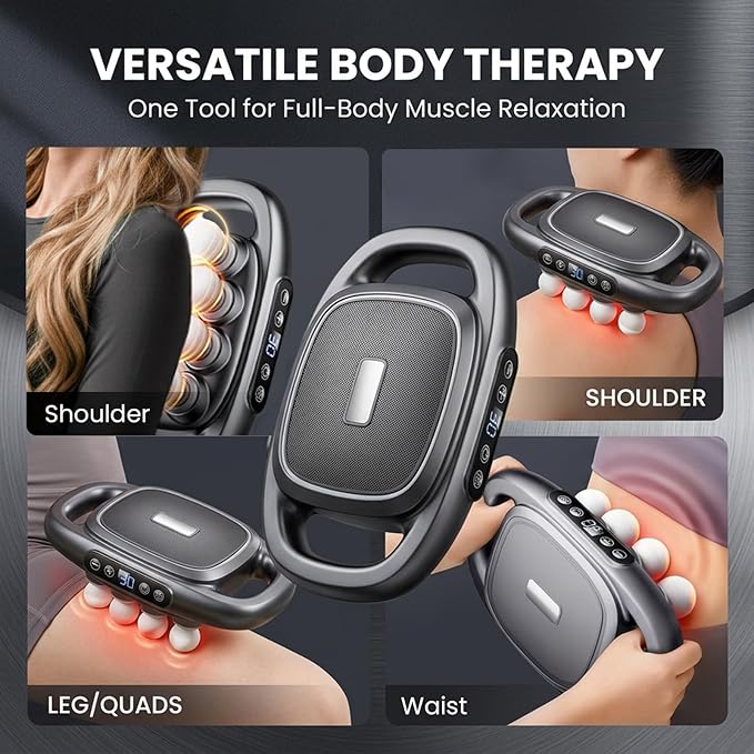 8 Head Massage Gun Deep Tissue, Multi Head Massager with 3 Modes & 30 Intensity Levels, Back Massager for Neck Shoulder Muscle Recovery, Portable Hand Massager Gift for Women & Men (White)