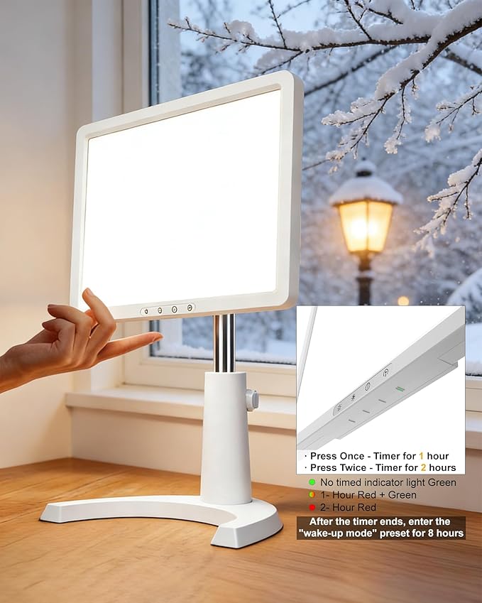 12000 Full Spectrum, UV-Free Light LED Sunlight Lamp with 3 in 1 Mount, Timer & Adjustable Brightness, Portable, Daylight for Office Reading Morning Routine