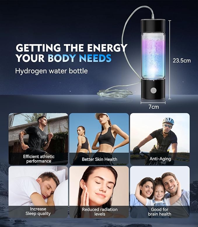 4.0 Upgrade Hydrogen Water Bottle & Hydrogen Absorption 【SGS Certification - 5000PPB】【NO.1-100% Odorless】 Hydrogen Water Bottle - 2025 SPE PEM Technique, Double Hydrogen Content 2PCS
