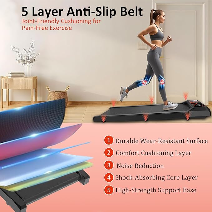 Walking Treadmill Pad with Incline - 2.5HP Low Noise Under Desk Treadmill,Walking Portable Pad with Handle Bar, 3 in 1 for Home, Remote Control with LED Screen 270Lbs Weight Capacity