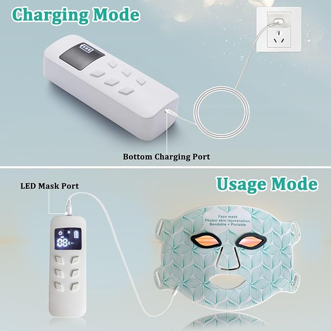 Red Light Therapy for Face, 8 Colors LED Face Mask Light Therapy with 850NM Near-infrared, 3000 mAh Rechargeable Red Light Therapy Mask Skin Care Device at Home and Travel for Anti-Aging