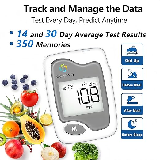 BGM101 Blood Glucose Monitor Kit, 100 Test Strips, 100 Lancets, 1 Blood Glucose Meter, 1 Lancing Device, Diabetes Testing Kit, Portable Blood Sugar Test Kit, Glucometer Kit for Home