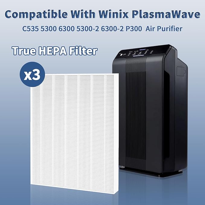 3 Pack 115115 Replacement Filter A Size 21 Compatible with Winix PlasmaWave Air Purifier C535 5300 5300-2 5500 5500-2 6300 6300-2 P300 AM90 9000 5000 5000B C909 9800 by Funmit