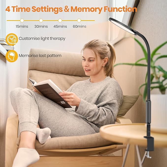 LASTAR 10000 Lux Sun Light with Remote & Touch Control, UV-Free Sunlight Lamp, Sun Lamp with 360° Flexible Neck/4 Colors/5 Brightness/Timer/Memory