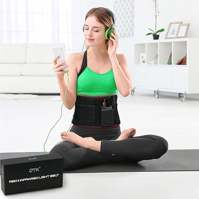 UTK Red Light Therapy Pad for Body Pain Relief, LED 660＆850nm Wearable Wrap Deep Therapy Belt with Timer Function Relieve Back Shoulder Pain