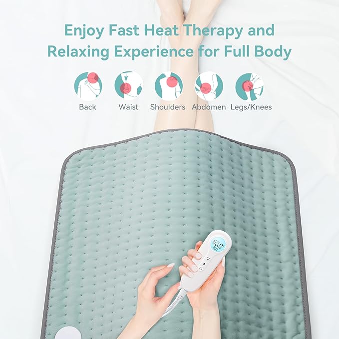 XXL Heating Pad for Back Pain Relief, Large Heating Pads Gifts for Mom Dad Wife Husband Her Grandma Christmas Mother's Day Birthday, Heat Pad for Women/Cramps/Legs/Shoulder/Feet w/Auto Shut Off