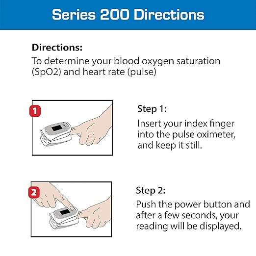 Microlife Series 200 Fingertip Pulse Oximeter, Blood Oxygen Saturation (SpO2) and Heart Rate Monitor, Includes Batteries, Lanyard and Case