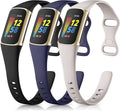 Maledan Compatible with Fitbit Charge 5 Bands for Women Men, Soft Silicone Breathable Sport Replacement Accessories Slim Strap for Fitbit Charge 6/Charge 5 Advanced Fitness Tracker, Black/Blue/Gray