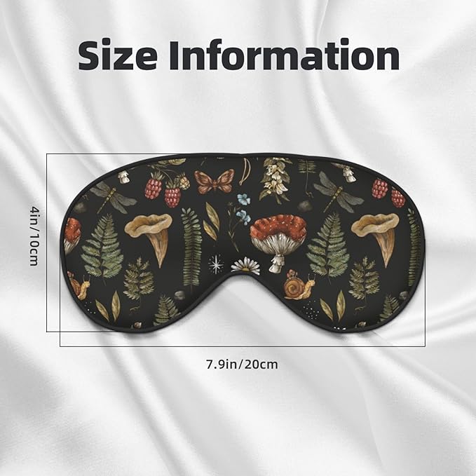 Vintage Mushroom Fern Sleep Mask Eye Mask with Adjustable Strap Eye Sleep Shade Cover Blocks Light for Women Men Airplane Travel Nap