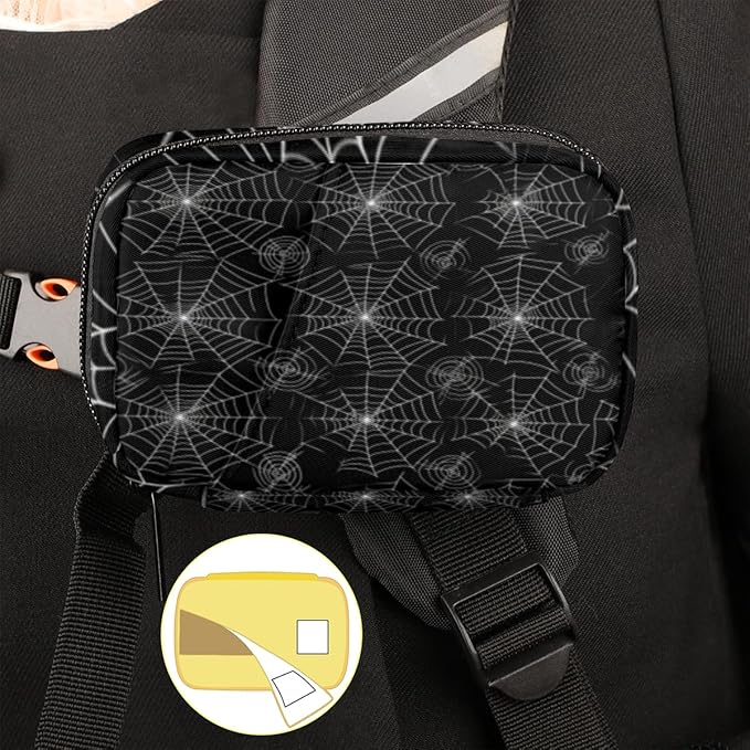 Spider Web Halloween Pill Case Bag with Zipper Small Travel Pill Box with 7 Day Removable Plastic Medicine Organizer Fashion Portable Weekly Pill Container Bag for Medicine, Vitamin, Supplement