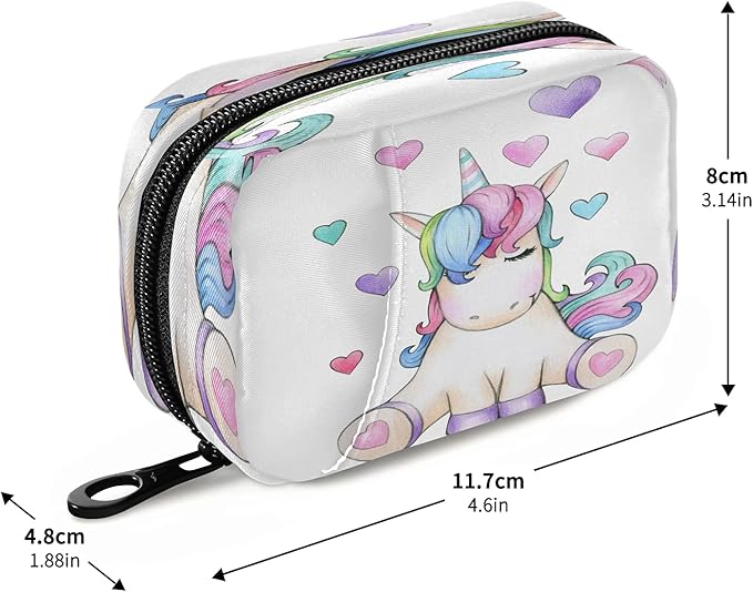 Fantasy Animal Unicorn Pill Box 7 Day Pill Case Travel Pill Organizer Bag with Zipper Portable Weekly Case Compact Size for Vitamin Supplement Holder