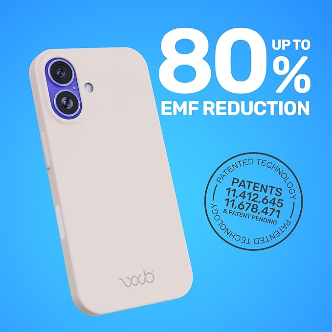 WAVEBLOCK EMF Protection Silicone iPhone Case Compatible with iPhone 16, Radiation Blocker, 5G Shield Reduction, Lightweight, USA Patented and Tested in FCC Lab, Stone