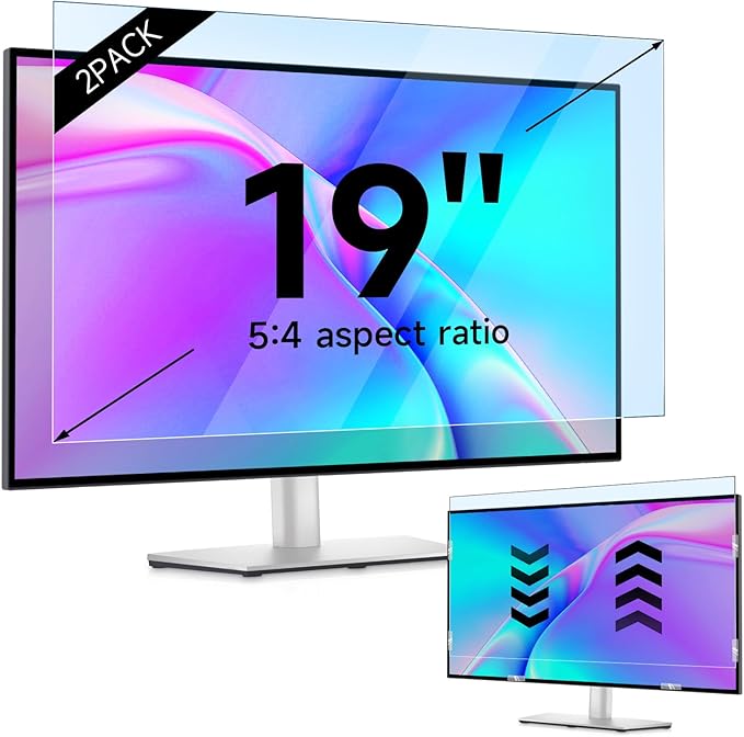 IPROKKO 【2 Pack 19 inch Anti-Blue Light monitor Screen Protector for 5:4 Widescreen,Removable Anti Glare Blue Light Blocking Screen Filter，LED PC Anti-UV Eye Protection Filter Film