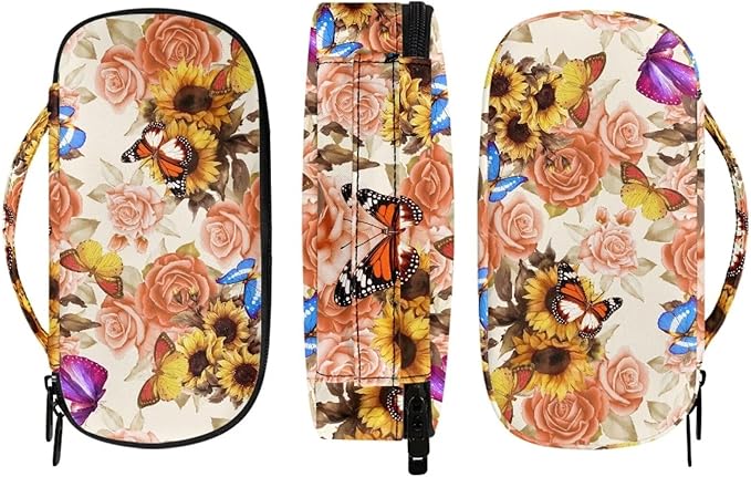 Sunflower Butterfly Insulin Cooler Travel Case - Medication Diabetic Insulated Organizer Portable Cooling Bag for Insulin Pen and Diabetic Supplies