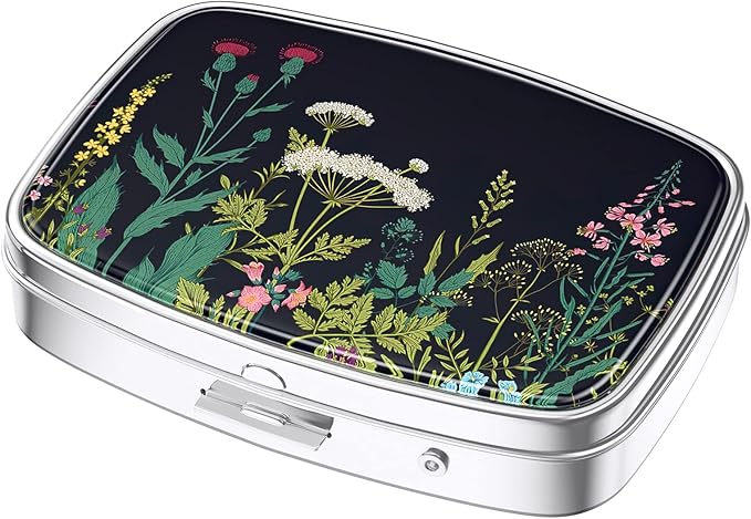 Nipichsha Pill Box, Small Pill Case for Purse & Pocket, Cute Travel Medicine Organizer, Portable Medicine Container Holder to Hold Vitamins, Medication, Fish Oil & Supplements, Dandelion