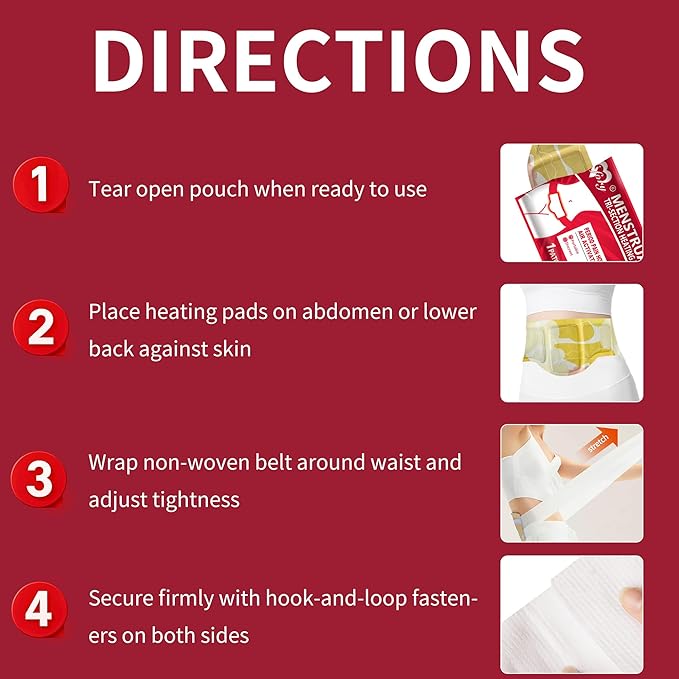 Heating Pad for Period Cramps, Menstrual Heating Pad, Portable Period & Back Heat Therapy Pad, Air Activated Heating, 8 Hours Soothing Heat Relief - 6 Pack Discreet, Cord-Free HeatWraps