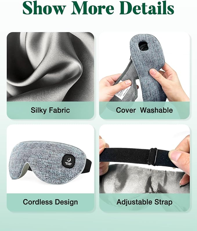Heated Eye Mask for Dry Eyes, FSA Eligible HSA, Cordless Warm Compress for Eyes, Light Blocking Eye Heating Pad, Styes, Sleep, Cover Washable, Rechargeable, Deep Gray