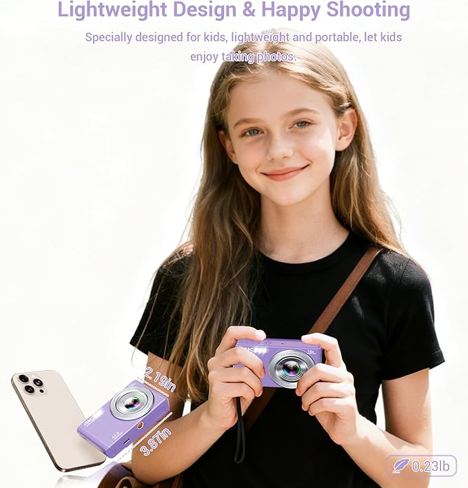 Digital Camera, 2026 Upgraded FHD 4K Camera Digital with 16X Zoom, Small Portable Camera with 64GB Memory Card 2 Batteries, Compact Travel Digital Camera for Beginners Students Boys Girls