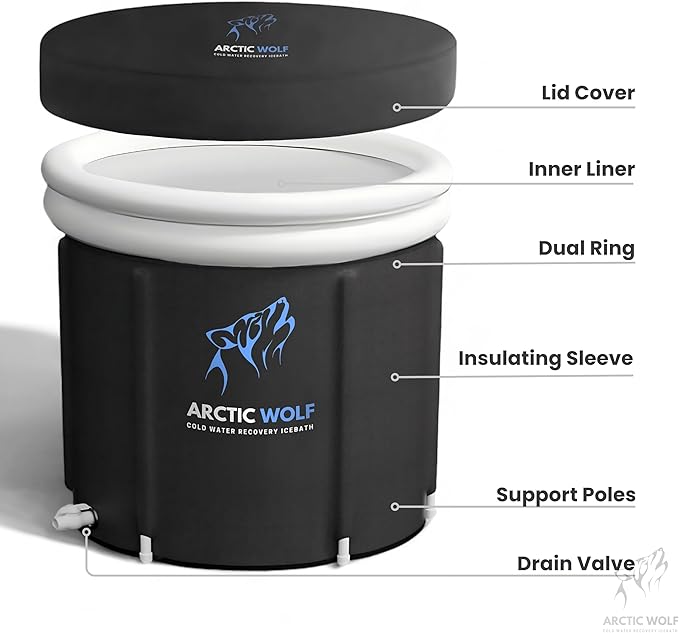 Cold Plunge Tub, 2024 Premium Cold Water Therapy Tub for Recovery, Wellness, Athletes. Polar Plunge Ice Bath Bathtub, Outdoor Foldable Inflatable Portable Ice Bath Tub, Black
