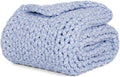 YnM Weighted Blanket, Handmade Chunky Knitted Design, Soft and Cozy, Temperature Regulating and Breathable, Machine Washable Throw for Sleep or Home Decor (Blue Fancy Yarn, 80x87 Inch, 25lbs)