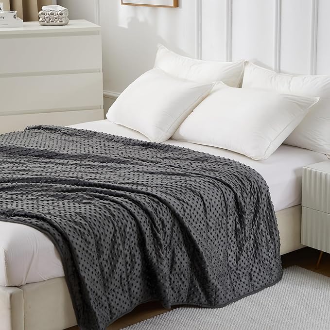 Weighted Blanket for Adults, Comfortable and Soft Throw Weighted Blanket with Premium Glass Beads for All Season 15 lbs 60"x80", Dark Grey