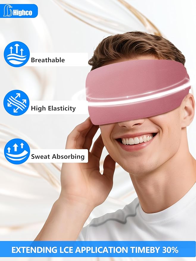 Multifunction Migraine Relief Cap,Soothing Headache Hat Ice Head Wrap,Cooling Gel Headband Neck Ice Wrap Cold Compress for Tension,Puffy Eyes,Stress,Hangover,Pink