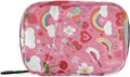 Pink Rainbow Cherry Bird Music Note Travel Pill Organizer Case Box Container Weekly Portable Vitamin Medicine Holder Storage Bag with Zipper Removable
