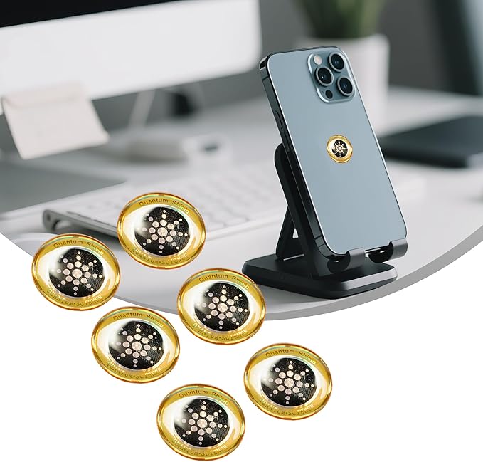EMF Stickers Blocker Neutralize Shield Protection from Cell Phones cased and Electronic Devices WiFi 5G Tablets Laptops Computers Monitors (6Pcs Golden)