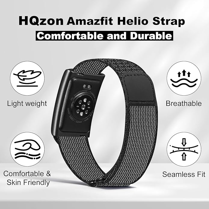 Hook & Loop Sport Nylon Ankle/Arm/Wrist Band Compatible with Amazfit Helio, Quick Release with Cover Design Bicep Strap for Women Men